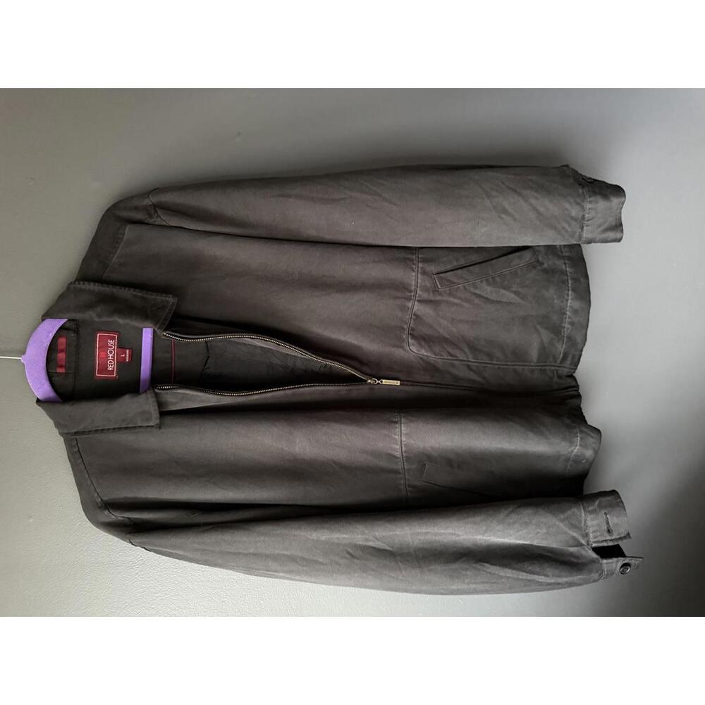 Red House Men's Black Zip-Up Silk Jacket Size L